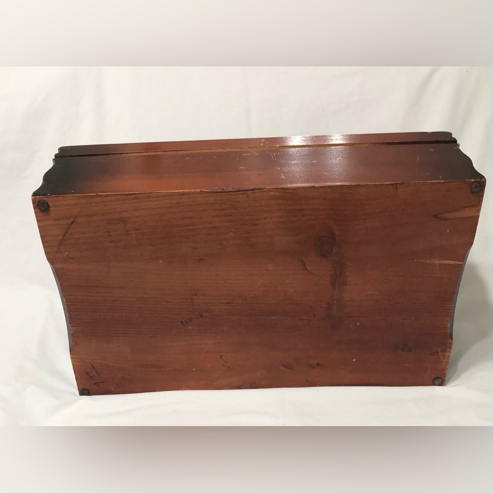 Vintage Wooden Jewelry Box with Brown Velvet Interior.20”LX12”W - Picture 6 of 6